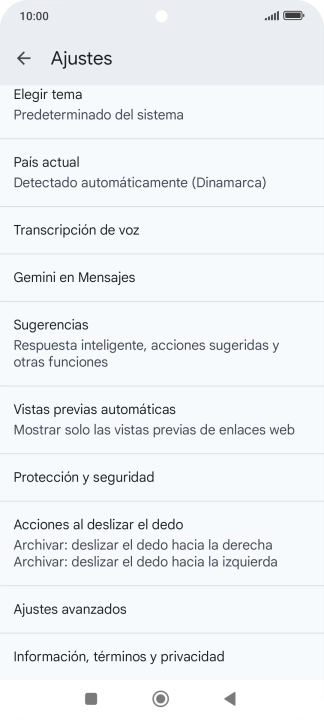 Pulsa Gemini en Mensajes.