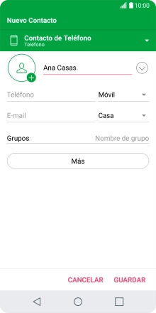 Pulsa Teléfono e introduce el número de teléfono deseado.