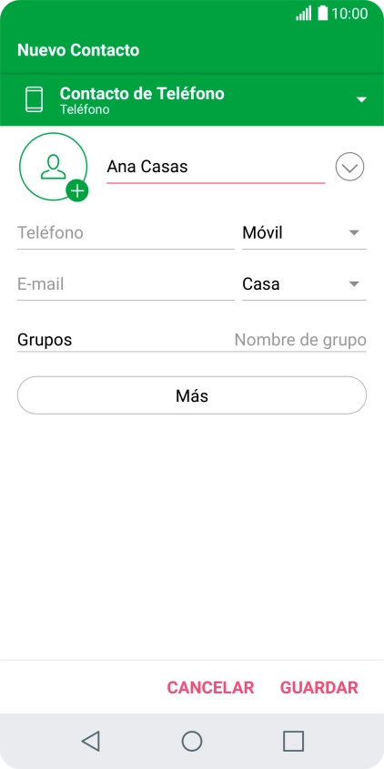 Pulsa Teléfono e introduce el número de teléfono deseado.