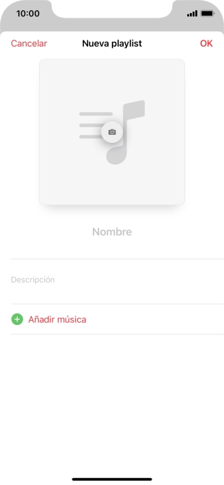 Pulsa en el campo de escritura e introduce el nombre de la lista de reproducción.
