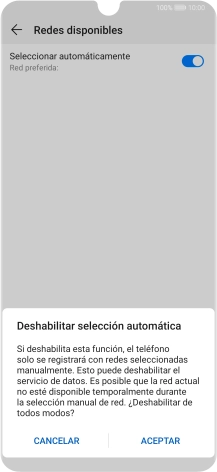 Pulsa ACEPTAR y espera mientras el teléfono está buscando redes.