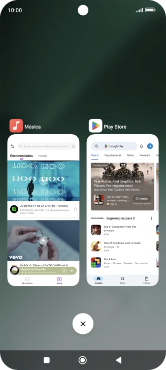 Para cerrar una sola aplicación en ejecución, desliza el dedo hacia la derecha sobre la aplicación deseada.