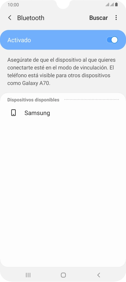 Pulsa el dispositivo Bluetooth deseado y sigue las indicaciones de la pantalla para vincular el dispositivo al teléfono.