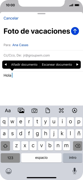 Pulsa Añadir documento y sigue las indicaciones de la pantalla para adjuntar un documento.