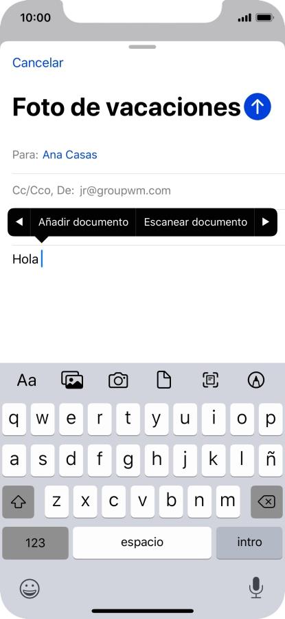 Pulsa Añadir documento y sigue las indicaciones de la pantalla para adjuntar un documento.