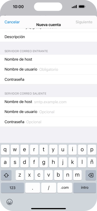 Pulsa Nombre de usuario e introduce el nombre de usuario de tu cuenta de correo electrónico.