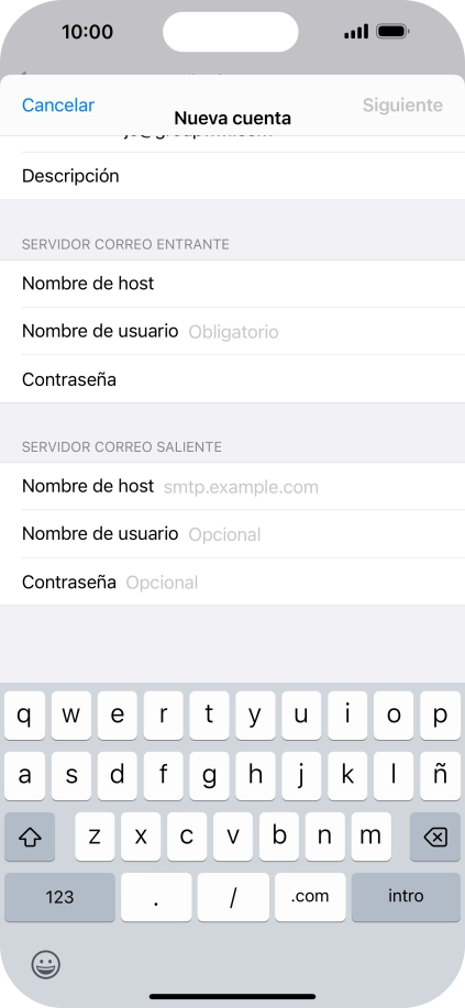 Pulsa Nombre de usuario e introduce el nombre de usuario de tu cuenta de correo electrónico.