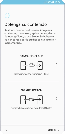 Puedes transferir el contenido de otro teléfono cuando activas tu teléfono por primera vez y cuando lo has restablecido. Cuando aparezca en la pantalla del teléfono esta imagen, ya está listo para la transmisión del contenido del otro teléfono.