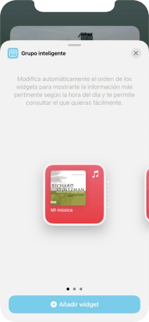 Desliza el dedo hacia la derecha o hacia la izquierda por la pantalla para seleccionar el tamaño de widget deseado.