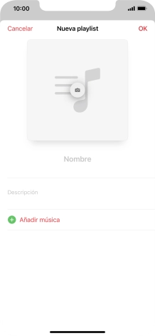 Pulsa en el campo de escritura e introduce el nombre de la lista de reproducción.