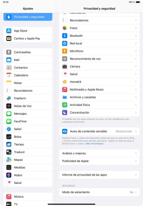 Pulsa Informe de privacidad de las apps.