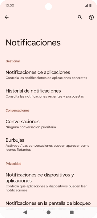 Pulsa Notificaciones de aplicaciones.