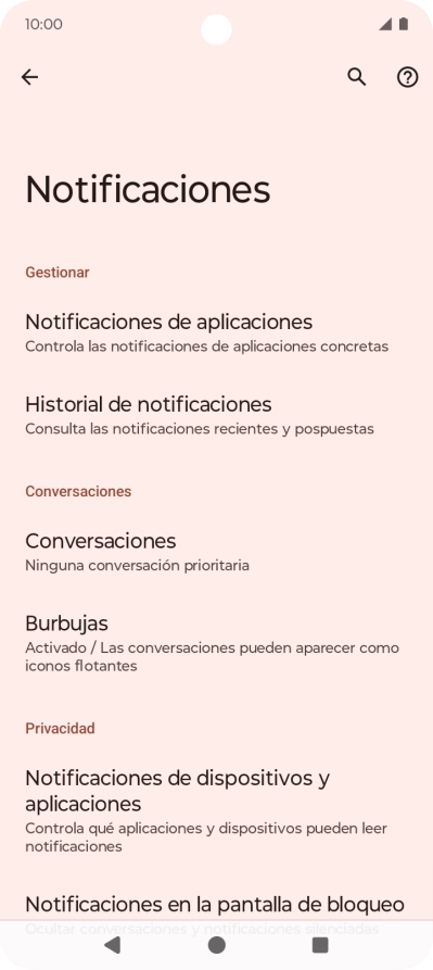 Pulsa Notificaciones de aplicaciones.