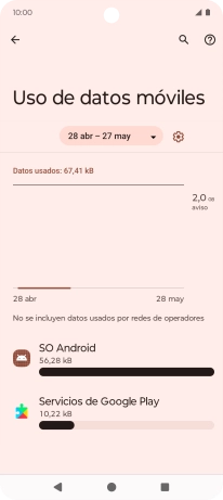 El consumo de datos por cada aplicación aparece bajo el nombre de la aplicación.