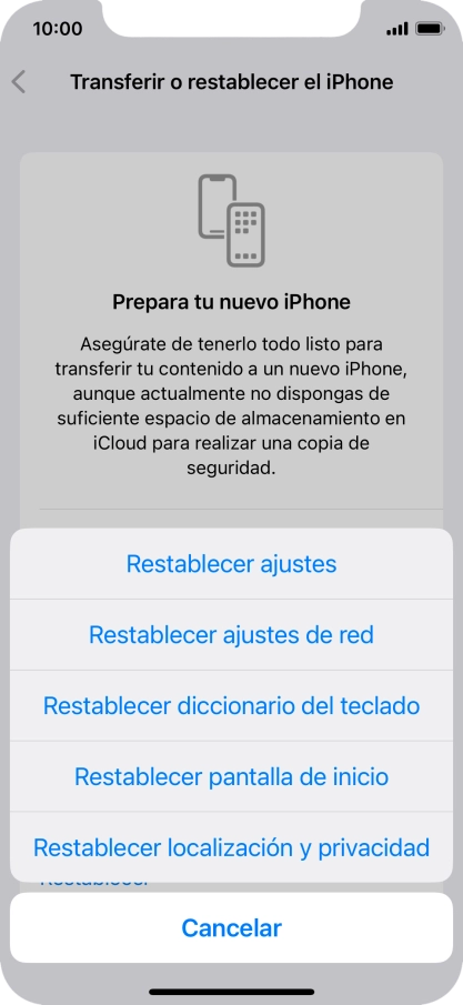Pulsa Restablecer ajustes.