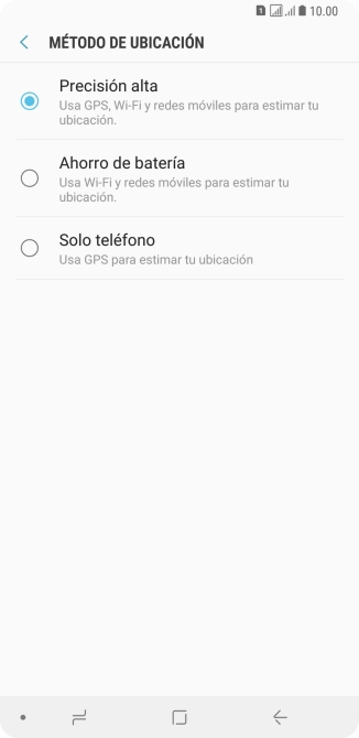 Si seleccionas Precisión alta, el teléfono podrá encontrar tu posición exacta con ayuda de los satélites GPS, la red móvil y una red wifi cercana. El GPS por satélite requiere vista libre al cielo.