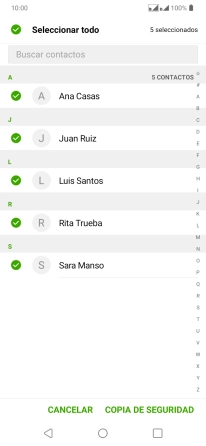 Pulsa COPIA DE SEGURIDAD.