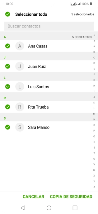 Pulsa COPIA DE SEGURIDAD.