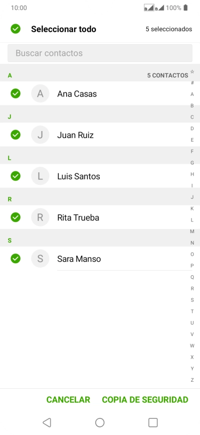 Pulsa COPIA DE SEGURIDAD.