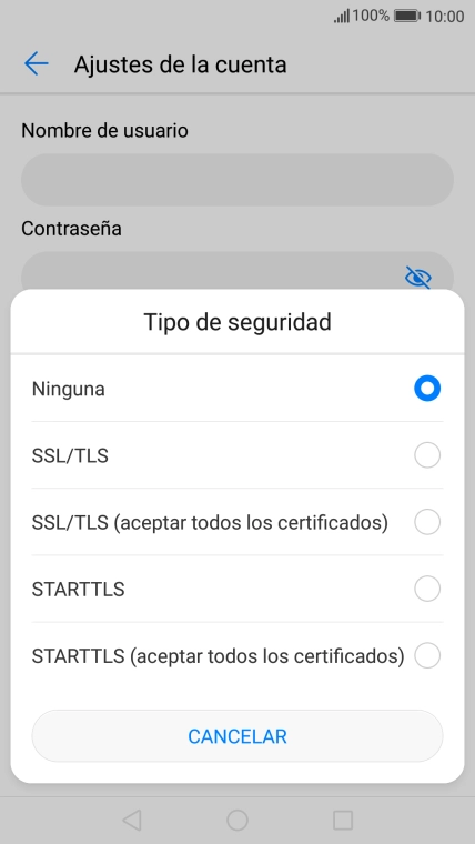 Pulsa Ninguna para desactivar la función.