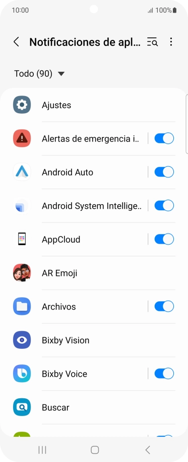 Pulsa el indicador junto a las apps deseadas para activar o desactivar la función.