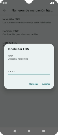 Introduce el código PIN2 y pulsa Aceptar.