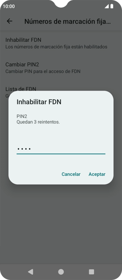 Introduce el código PIN2 y pulsa Aceptar.