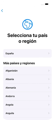 Pulsa el país o el área deseados.