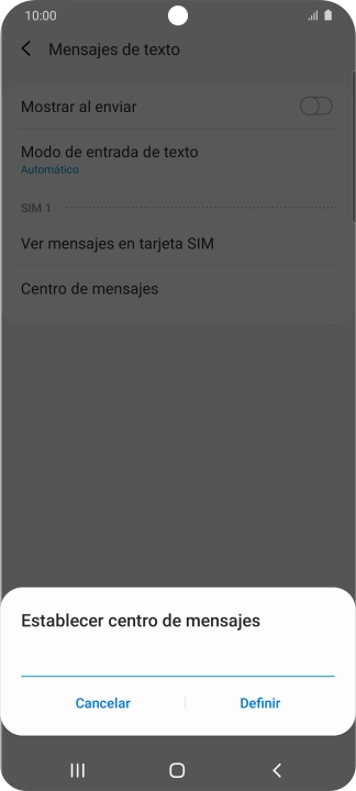Introduce +34607003110 y pulsa Definir.