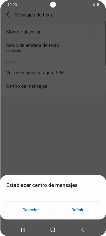 Introduce +34607003110 y pulsa Definir.