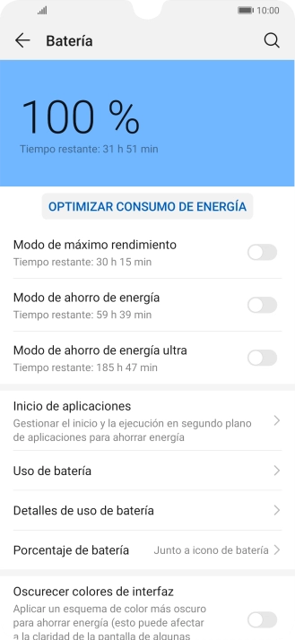 Pulsa el indicador junto al ajuste deseado para activar la función.