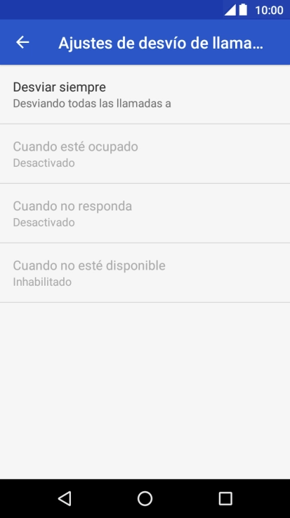 Pulsa el tipo de desvío deseado.