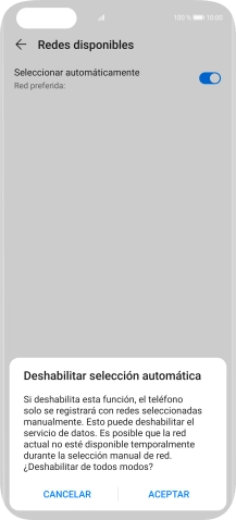 Pulsa ACEPTAR y espera mientras el teléfono está buscando redes.