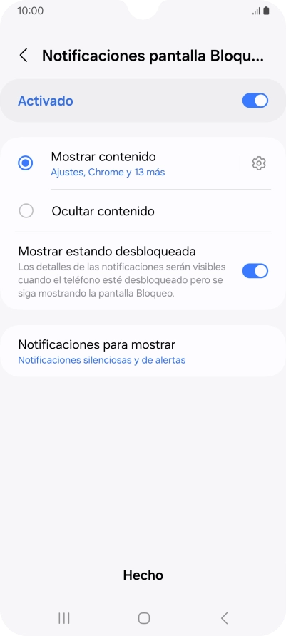Pulsa los ajustes deseados para activarlos o desactivarlos.