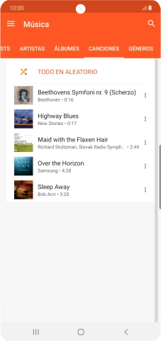 Pulsa el archivo de música deseado.