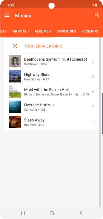 Pulsa el archivo de música deseado.