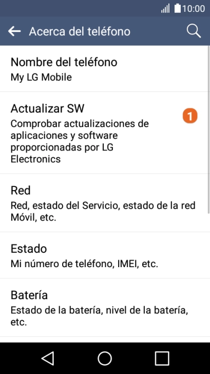 Pulsa Actualizar SW.