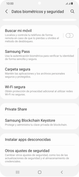 Pulsa Otros ajustes de seguridad.
