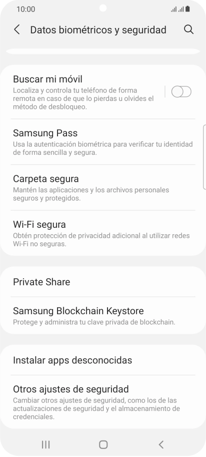 Pulsa Otros ajustes de seguridad.