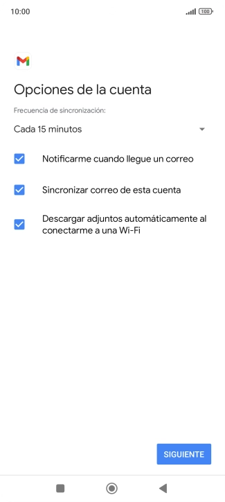 Si aparece en la pantalla esta imagen, tu cuenta de correo electrónico ha sido reconocida y configurada automáticamente. Sigue las indicaciones de la pantalla para introducir más información y terminar la configuración.