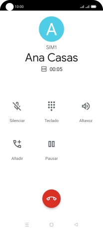 Pulsa el icono de finalizar llamada.