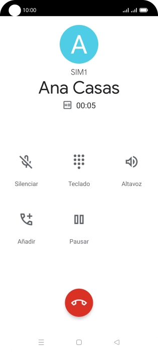 Pulsa el icono de finalizar llamada.