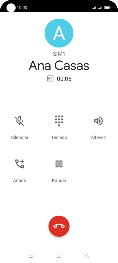 Pulsa el icono de finalizar llamada.