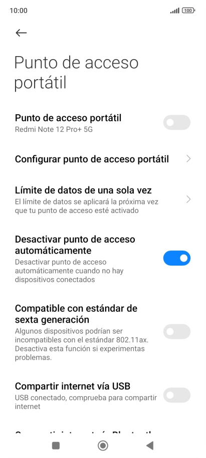 Pulsa Configurar punto de acceso portátil.