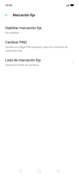 Pulsa Habilitar marcación fija.