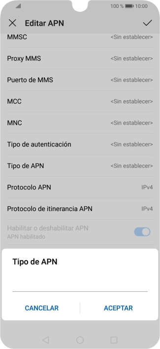 Introduce default y pulsa ACEPTAR.