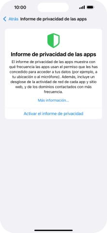Pulsa Activar el informe de privacidad para activar la función.