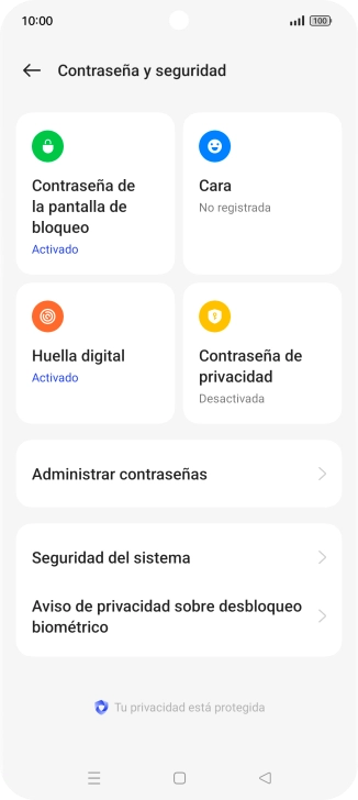 Pulsa Contraseña de la pantalla de bloqueo e introduce el código de seguridad extra que has creado anteriormente.