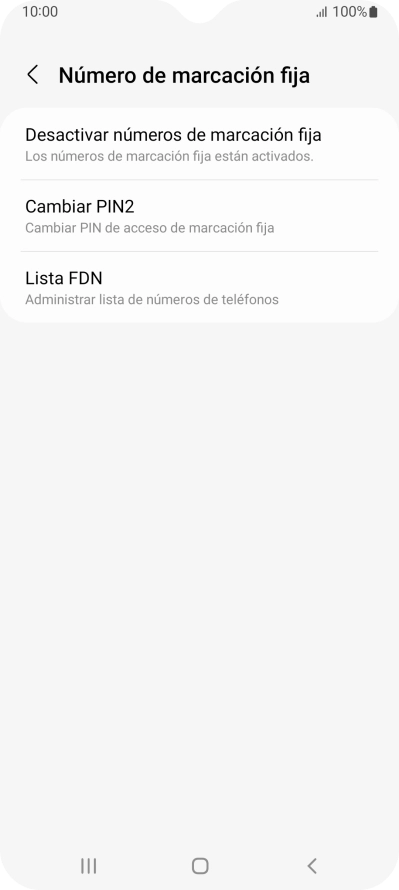 Pulsa Desactivar números de marcación fija.