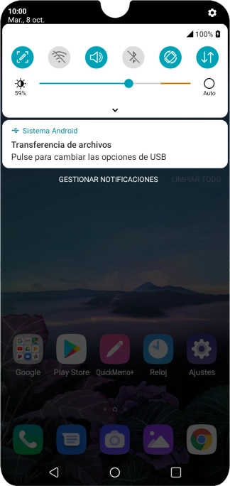 Pulsa Pulse para cambiar las opciones de USB.